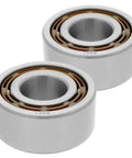 Precision Double Row Angular Contact Ball Bearings 2 Pack 5307 Open Design 35X80X34.9Mm showing chrome plated metal housing.