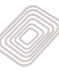 Rectangular Cutting Die Set For Card Making And Scrapbooking Durable Metal Die Cuts For Embossing Punch Template And Paper Craft Projects Includes 6 Rectangular Frames For Album Decor, displayed in overlapping arrangement
