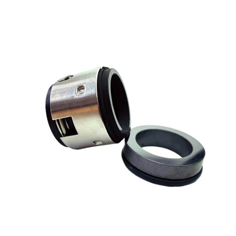 Heavy Duty Precision Machined Mechanical Seal Straight Drop In Replacement For J Crane Type 502 Industrial Pump With Silicon Carbide Shaft And Eighteen mm Fit, showing close-up of steel and rubber components.