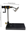 Adjustable Head Fly Tying Vise For Precise Hook Holding, Compact Desktop Bench Tool For Fly Tiers, Black Finish, Pro Grade Vise For Detailed Tying Projects. Black metal desk vise with 17.5 cm base and 11 cm arm