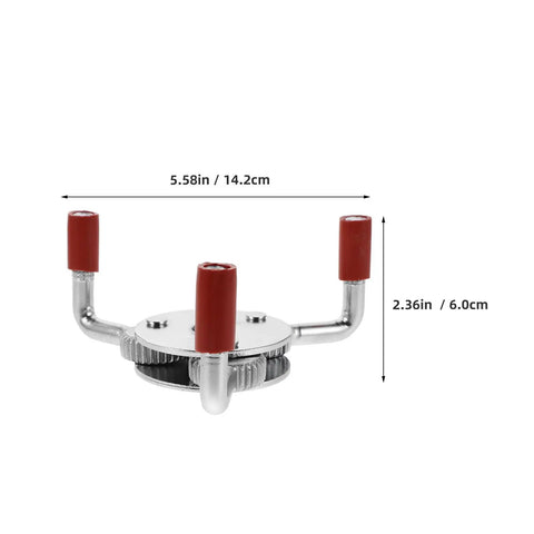 Heavy Duty Smoke Transducer Removal Tool Featuring A Slick Stainless Steel Head For Dead Reliable Fire System Maintenance And Smooth Professional Upgrades shown from above, revealing dimensions and red grips.