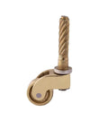 Heavy Duty Brass Furniture Casters With Slick Rolling Swivel Wheels And Quick Mounting Screws No Fuss Vintage Style Replacement Rollers For Tables Couches, showcasing a brass caster wheel with a 3/4 inch design.
