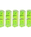 Five square bubble levels for horizontal hanging measurement, 8x8x26mm, featuring green liquid and black alignment lines.