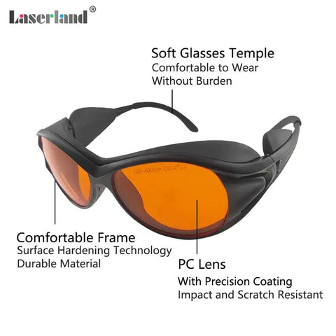 Top Shelf Protective Goggles For Violet And Blue Laser Projects Clear View Optics High Od6 Shield Blocks Up 490Nm Wavelengths smooth sight line with orange lenses.