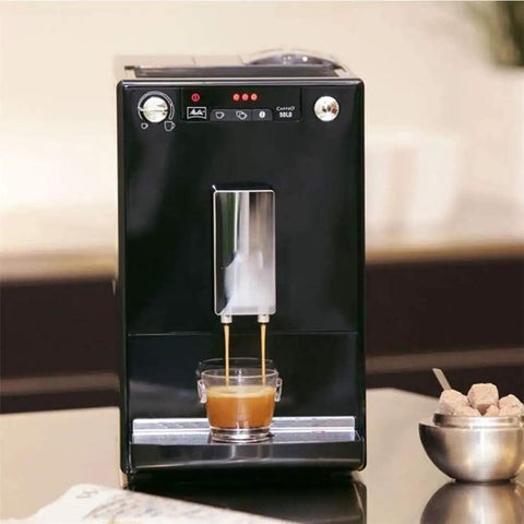 Powerful 1400W Fully Automatic Espresso Machine For Home Use With Stainless Steel Build 15 Cup Capacity Water Tank LCD Display Auto Grinding Removable Pump And Easy Clean Barista Grade Performance For Busy Kitchens, front view with coffee pouring.