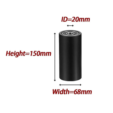 Heavy Duty Black Nylon Bearing Roller Guide With Rubber Coated Pulley For Industrial Machinery Parts Plastic Tracking Wheel Double Assembly Rock Solid Craftsmanship Hella Tough Finish And Smooth Operation, dimensions labeled.
