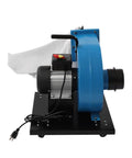 CCXYYFDJ 1HP Wall Mount Dust Collector With Wheeled Jet Base For Easy Mobility And Efficient Cleanup, side view showing motor and collection bag.