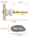Natural Agate Stone Cabinet Knobs With Gold Plated Edges, dimensions 2.44in x 1.38in, ideal for dresser drawers.