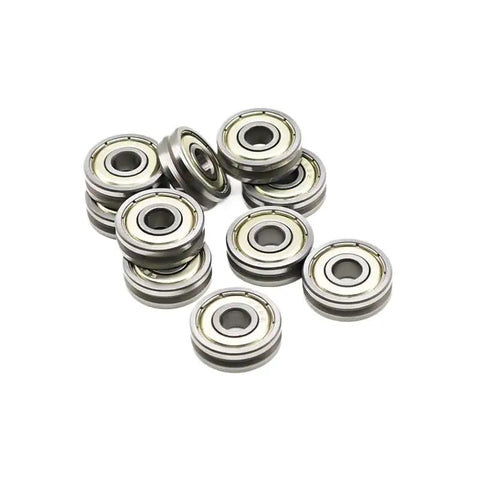 10 Pack Tough As Nails V Groove Pulley Wheels With ABEC 7 Precision Ball Bearings 5X16X5 mm Build piled for easy access and visibility.