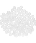 Three Hundred White Polypropylene Plastic Precision Bearing Balls 5mm Diameter G2 Grade Frosted Finish arranged on a surface.