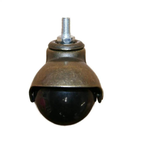 Rock Solid 2 Inch Antique Gold Ball Caster With Threaded Rod Mount, showcasing smooth design for replacement furniture rollers.