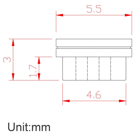 M3 Carbon Steel Self Clinching Rivet Nut Fastener Kit Tough As Nails Top Tier Heavy Duty Press Nuts dimensions 5.5mm x 4.6mm x 3mm side view.