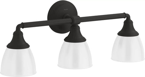 Devonshire 3 Light Wall Sconce Vanity Light In Brushed Nickel With Frosted Glass Shades Mount Up Or Down UL Listed For Damp Locations