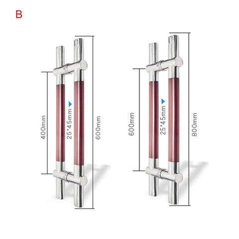 Top Shelf Stainless Steel Wood Grain Barn Door Handle Featuring An Adjustable Flat Tube Design With Rock Solid Push Pull Mechanics For No Sweat Installations And Quick Room Revamps, showcasing dimensions.