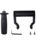 Heavy Duty Secondary Side Handle For Angle Grinders, black non-slip grip with parts for stable installation. Shock-absorbing design.