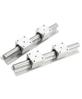 Heavy Duty Linear Motion Rail Set With SBR30 Guide Rails And Four SBR30UU Bearing Blocks For Precision CNC Routers, showing two alloy guide rails with bearing blocks.