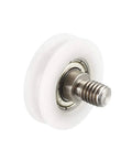 Top Notch Nylon Guide Pulley Wheel And Flat Belt Bearing Rollers For Slick Motion Guide Rail Systems. White nylon pulley with M6 threaded shaft.