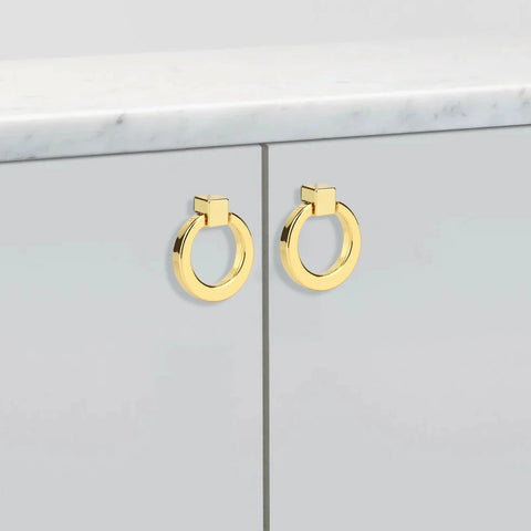 Brushed Gold Ring Drawer Pulls Set Of 4 Round Cabinet Pulls For Furniture Hardware Zinc Alloy Dresser Cupboard Closet Door Handle