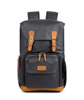Canvas Camera Backpack For Outdoor Photography With Large Capacity Anti Shock Padding Detachable Dividers Tripod Holder Rugged Gray Gear Bag For Pro Photogs Built For All Day Comfort And Easy Gear Organization, front view
