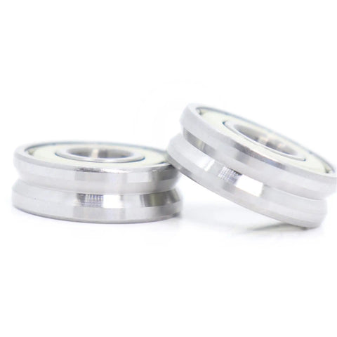 Top Notch Sealed V Groove Ball Bearings 4 Pack 8 X 22 X 7 mm Hardened Steel Pulley Wheel Rollers close-up view