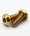 6 Pack M8x15mm Titanium Hex Socket Cap Screws For Motorcycle Disc Brake Mod with golden finish and hexagonal socket heads.