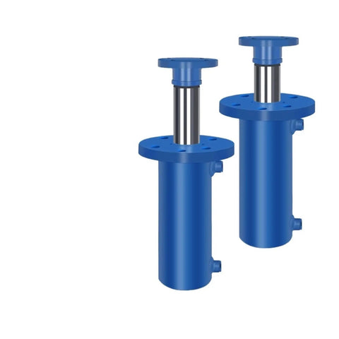 Pair of blue Beefy Tonnage Hydraulic Cylinder 100T Front Flange Two-Way Oil Top One-Way High-Pressure Electric Lift units