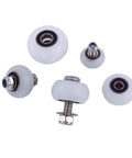 Built Tough Nylon Bearing Pulley Guide Wheel For Sliding Barn Doors Heavy Duty Steel Core Track Roller Smooth Glide Replacement Hardware With 75 Millimeter Bore, showing nylon wheels with steel cores.