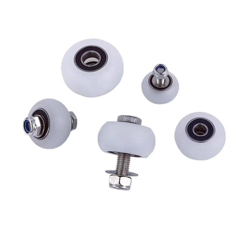 Built Tough Nylon Bearing Pulley Guide Wheel For Sliding Barn Doors Heavy Duty Steel Core Track Roller Smooth Glide Replacement Hardware With 75 Millimeter Bore, showing nylon wheels with steel cores.
