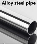Close-up of an alloy steel pipe showcasing its shiny surface, ideal for durable construction and heavy duty applications.
