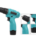 Built Tough 12V Cordless Drill With 25 Plus 1 Torque Settings And Dual Speed Modes in teal color, designed for DIY tasks.