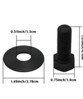 3 Pack Left Hand Thread Blade Bolts With Belleville Washers One Half Inch Diameter By One And One Half Inch Length Built Tough Mower Hardware For Finish Mowers Compatible With 502300 502301 502310 21 023 156026 502313 black bolt and washer with dimensions