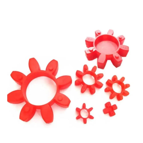 Super Durable Flexible Coupling Element Kit Buffer GR28 Jaw Coupler Urethane Damper 65x30x15mm shown in red