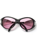 Kickass Protective Laser Safety Goggles For 808 NM Infrared Diode Lasers with pink lenses and sleek black frame.
