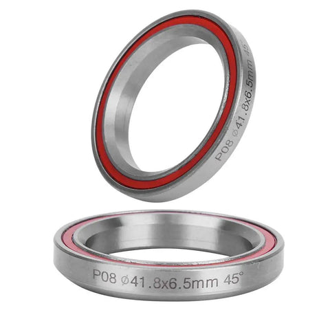 2 Pack Scooter Headset Bearings 41.8mm Double Sealed Heavy Duty Replacement Set in silver and red, smooth steel for dirt scooters.