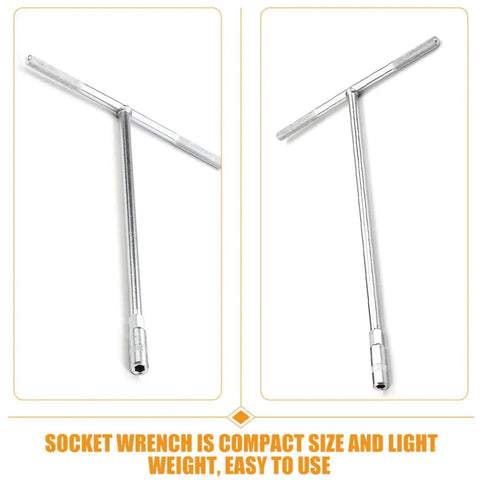 Hefty T Handle Socket Wrench Set Featuring Deep Metal Sockets, showing compact and lightweight wrench design.