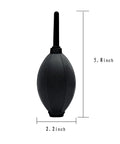 Front view: VVEASIER silicone air blower with long nozzle; black, 5.8in tall by 2.2in wide for camera cleaning