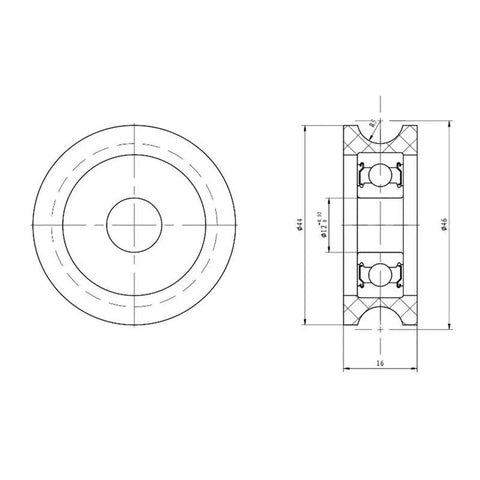Rock Solid U Groove Pulley Wheels With Sealed Nylon Bearings For Smooth Sliding Doors And Cabinet Runners White Track Roller Sheave Replacement Kit diagram with dimensions.