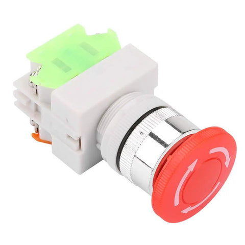 Emergency Stop Button Self Locking Mushroom Push Button Switch 22mm Mount Insulated Design for industrial safety.
