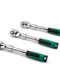 Heavy Duty Badass Shop Rated Steel Expanding Ratchet Wrench Featuring Lightning Fast 72-Tooth Swivel Action Quick Release Ergonomic Handle for Standard Sockets
