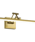 LED Picture Light For Art And Frames Dimmable 15.5 Inch Brass Wall Lamp with adjustable swing arm, shown in brass finish.
