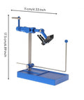Rotating Hook Fixture Fly Tying Vise Tool Clamp Stand Jig With Articulating Head And Secure Jaw For Tight Hook Holding Beefy Metal Construction Blue Desktop Fly Tying Vise For Anglers, 17.5 cm