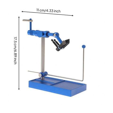 Rotating Hook Fixture Fly Tying Vise Tool Clamp Stand With Adjustable Head And Firm Jaw For Secure Hook Holding Rock Solid Pro Grade Metal Construction Blue Desktop Fly Tying Vise Durable Aluminum Body With Smooth Adjustments 17.5cm height