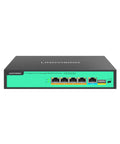 Front view of 4 Port PoE Plus Plus Switch With BT 90W Per Port 96W Total Budget Full Gigabit Ethernet Power Up device