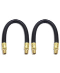 Heavy Duty Rubber Air Compressor Hose 3 8 Inch Core With Solid Brass Fittings 15 Inch Long rated for 300 Psi max pressure, two pack hoses.