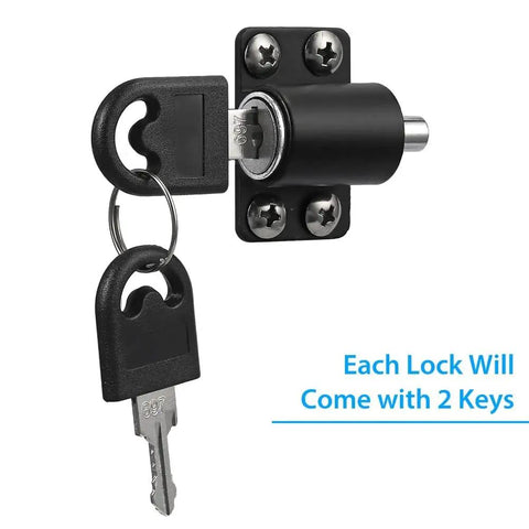 Rock Solid Heavy Duty Latch Kit, Lock Down Your Doors And Cabinets With Zero Hassle, black aluminum lock with keys for secure use.