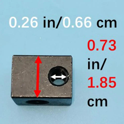 Heavy Gauge Generator Alternator Adjuster Kit With No Sweat Nut Bolt Swap For Kia And Hyundai Rides Including Optima Rio Soul Tucson Replaces 37463 33000 37462 22000 37471 24000 size comparison showing dimensions on a black metal adjusting block.