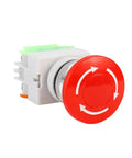 The Real Deal Mushroom Head Emergency Stop Push Button Switch With Self Latching 1NO 1NC Contacts Four Screw Terminals. Red mushroom pad switch.