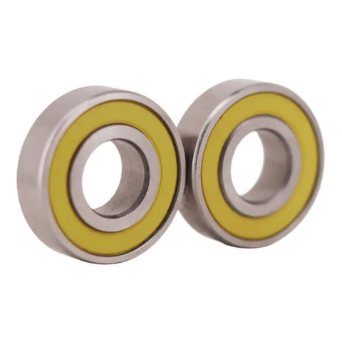 Heavy Duty Hybrid Ceramic Ball Bearings For Bicycle Hub Upgrade Featuring Stainless Steel Races And Low Friction Abec Three Precision, set of two with yellow seals