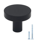 Sleek Matte Black Cabinet Knobs And Dresser Handles 30 Pack Heavy Duty Aluminum Alloy Kitchen Drawer Pulls Waterproof Rust Resistant Top Shelf Hardware To Level Up Your Living Space Today, round matte black knob with screws.