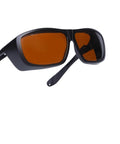 Top Shelf Laser Tattoo Removal Safety Glasses With Od5 Brown Lenses Deliver Kick Ass Eye Protection For Medical Pros And Artists Lightweight Unisex Q Switched Goggles Rock Solid Fit side view showing brown lenses.